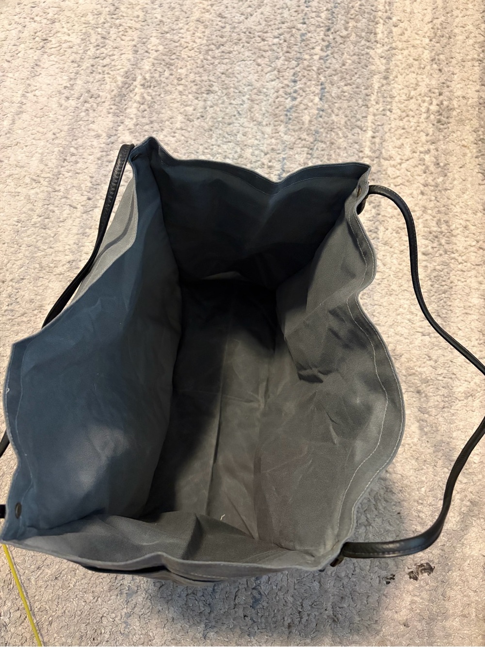 Rough & Tumble Maine Gray Waxed Canvas Tote Bag Leather Straps Utility Shoulder - Picture 9 of 11